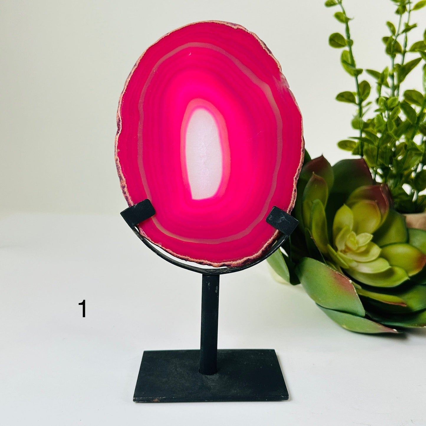 Pink Agate Crystal Slice on Stand - You Choose variant 1 labeled