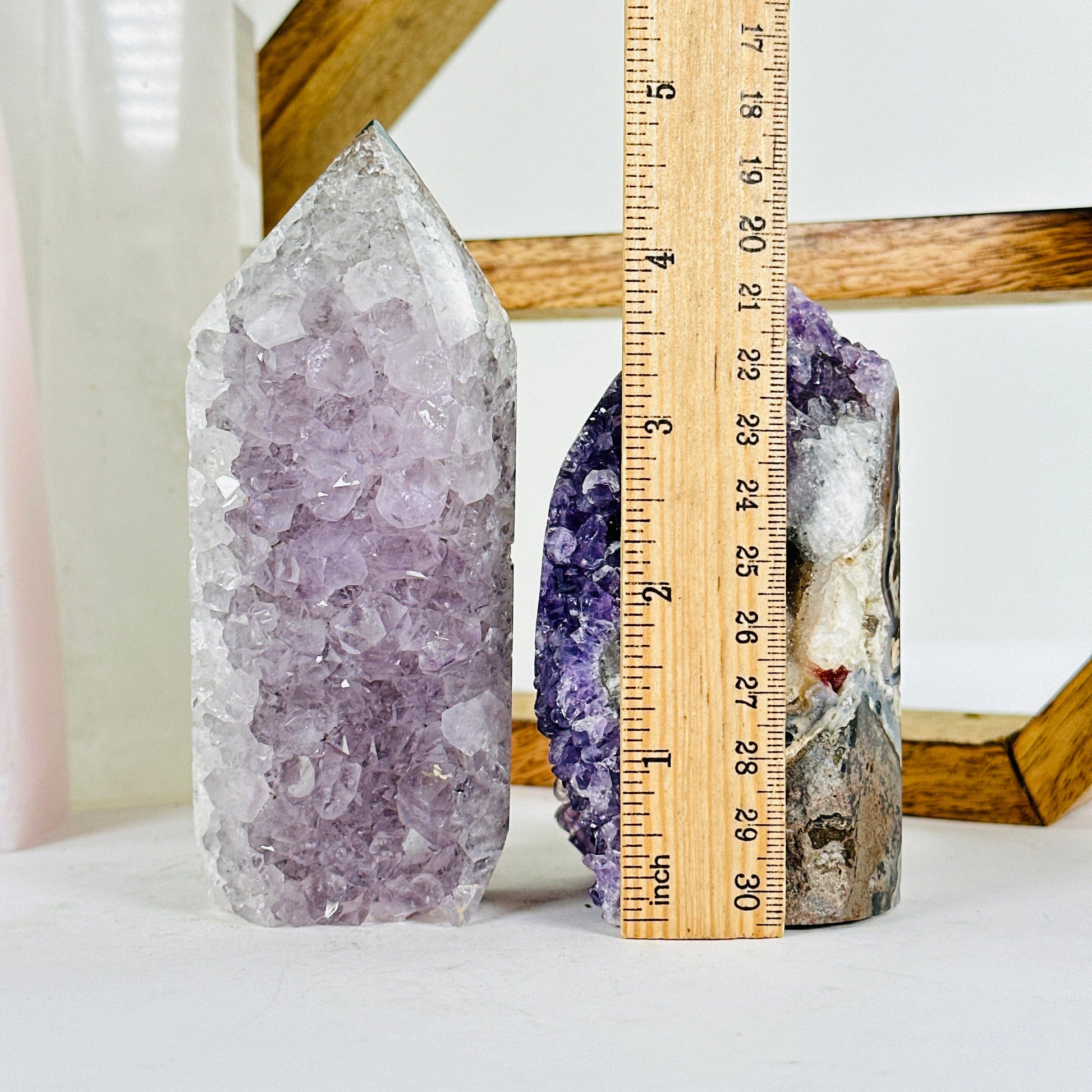 amethyst with decorations in the background