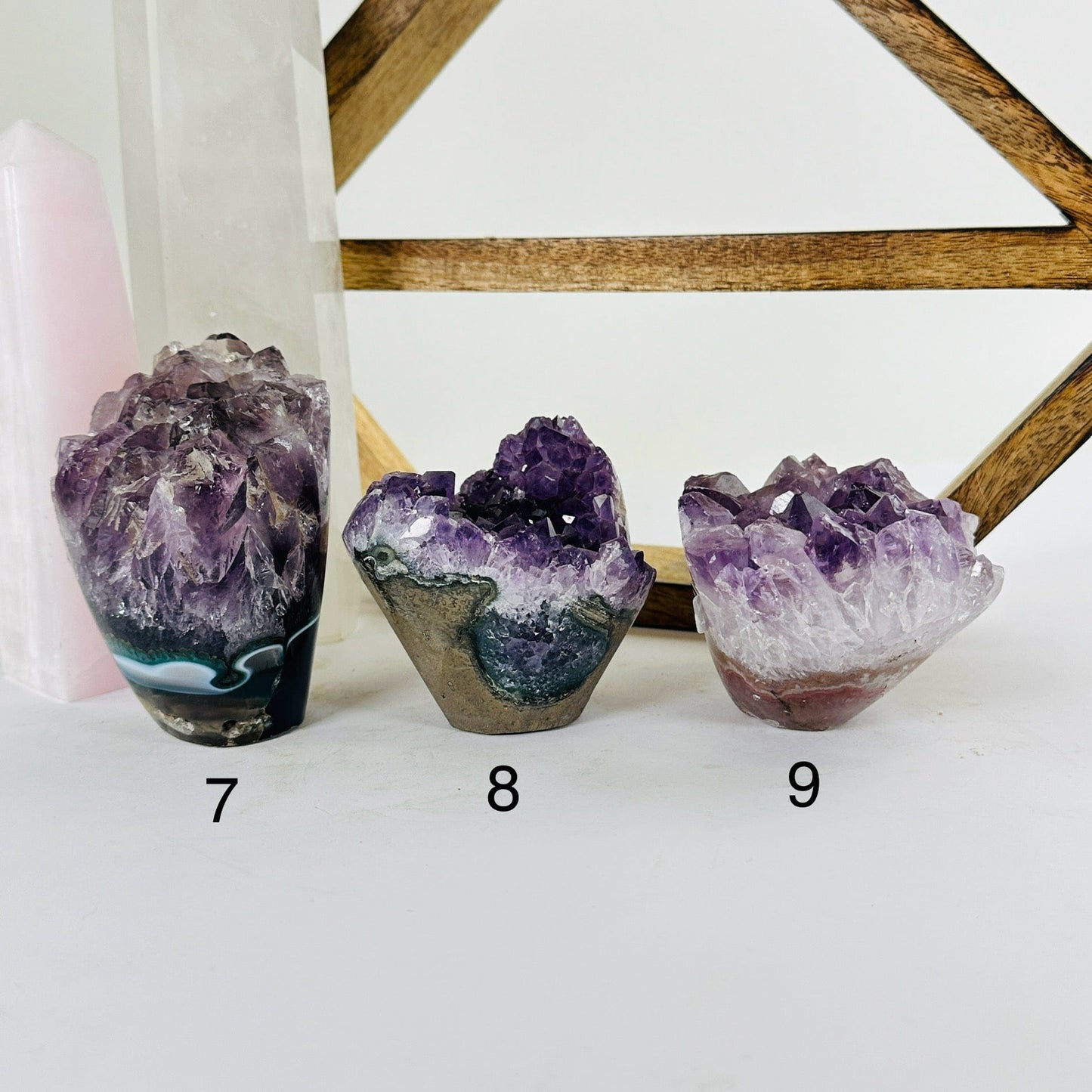 amethyst with decorations in the background