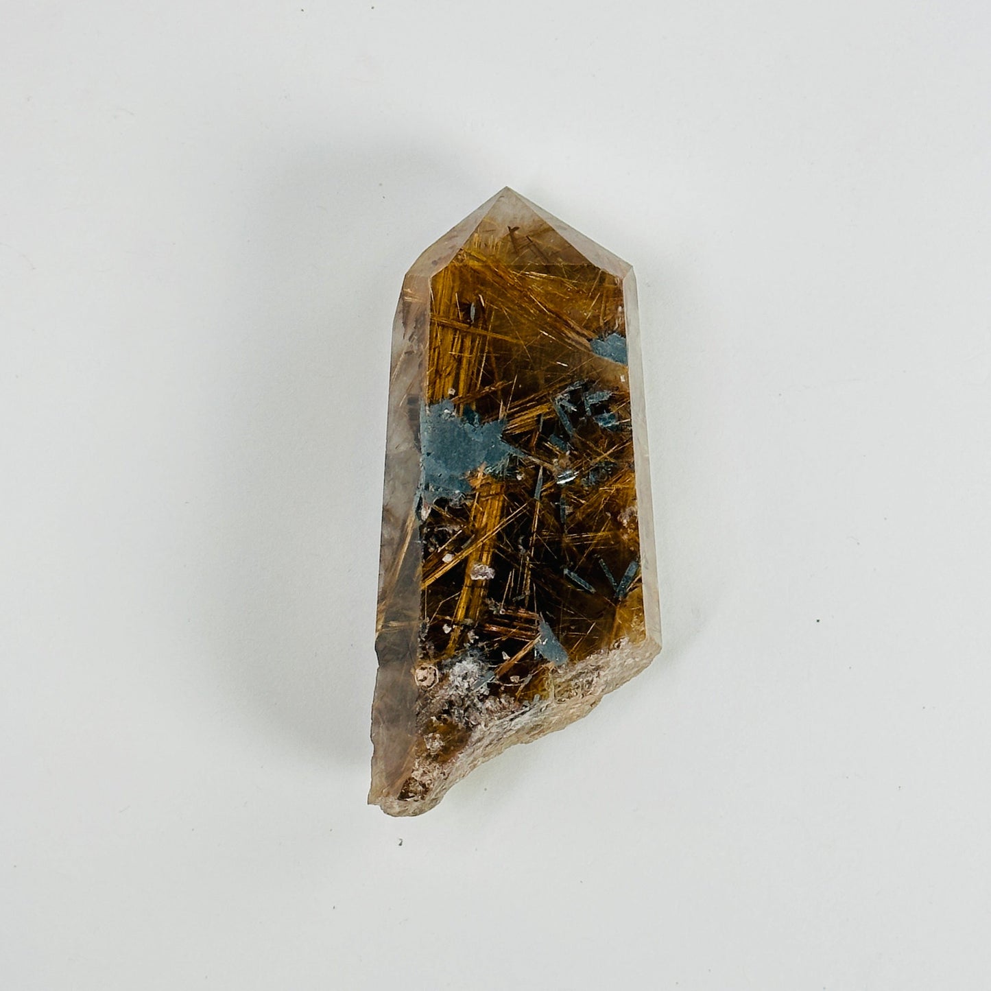rutilated quartz on white background