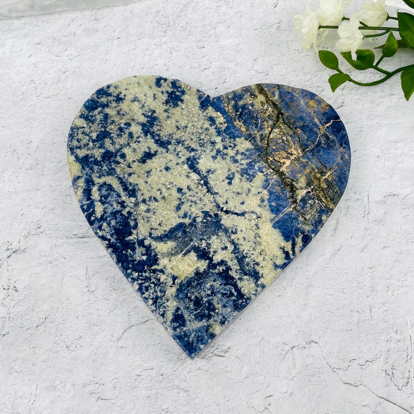 sodalite heart displayed as home decor
