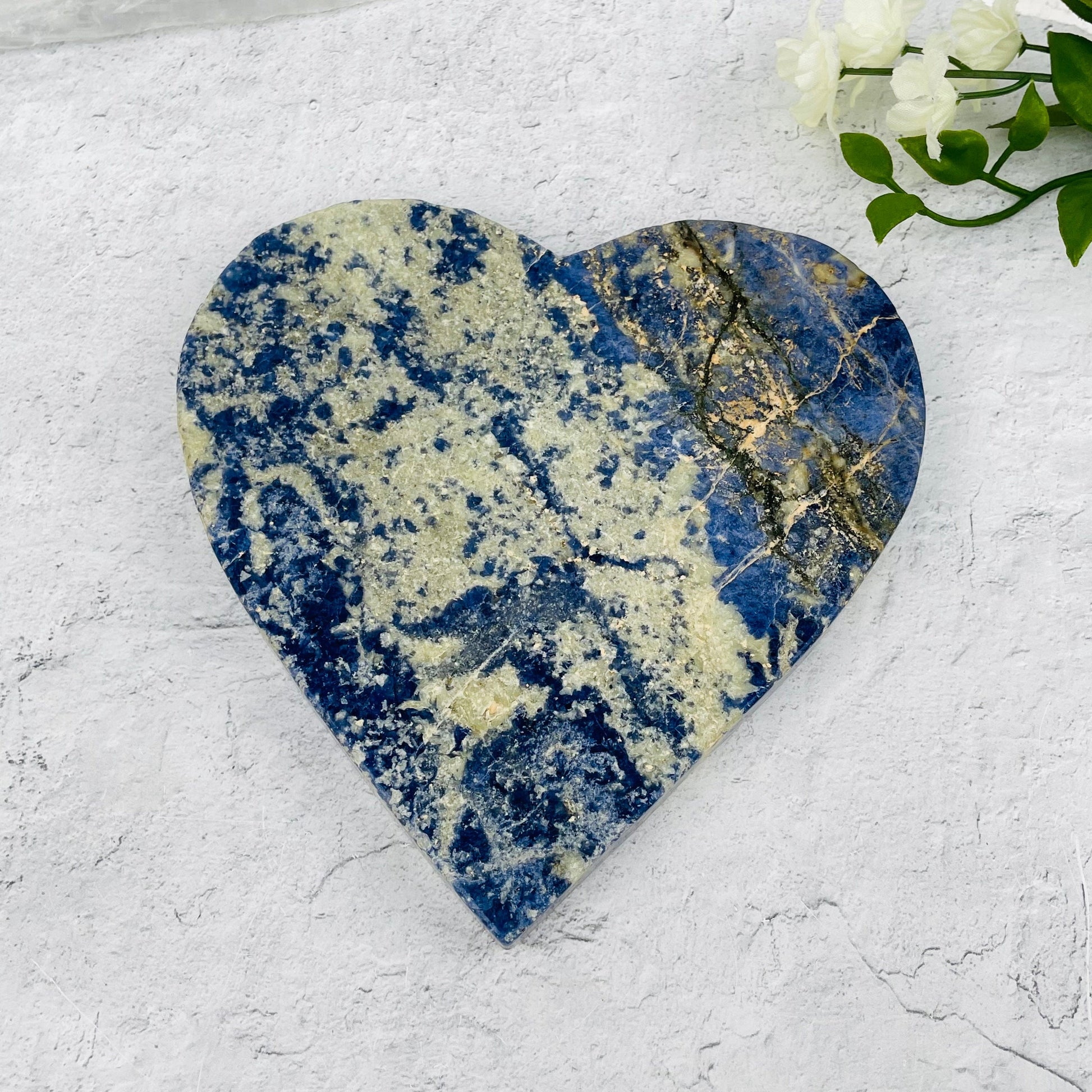 sodalite heart displayed as home decor