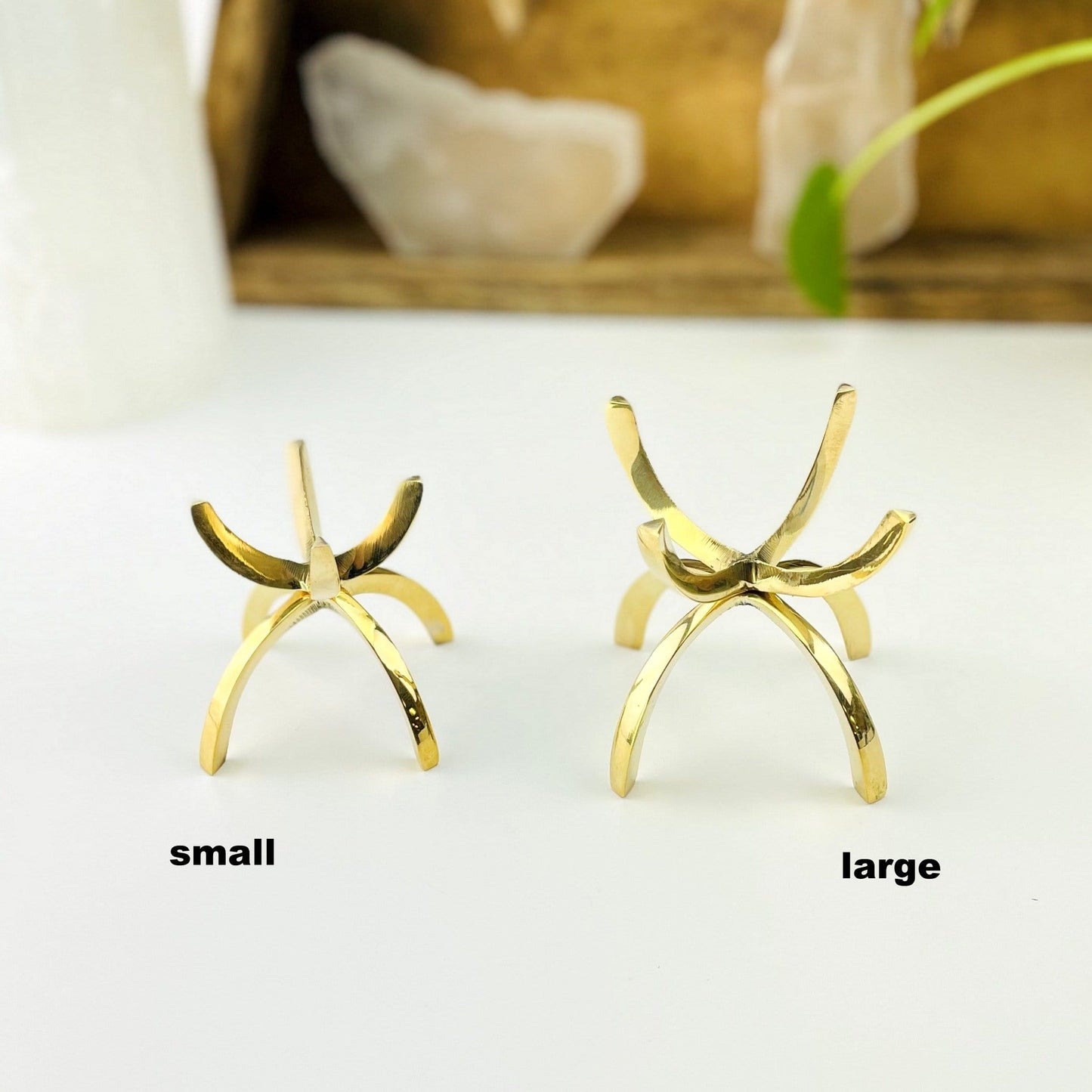 small and large brass stands