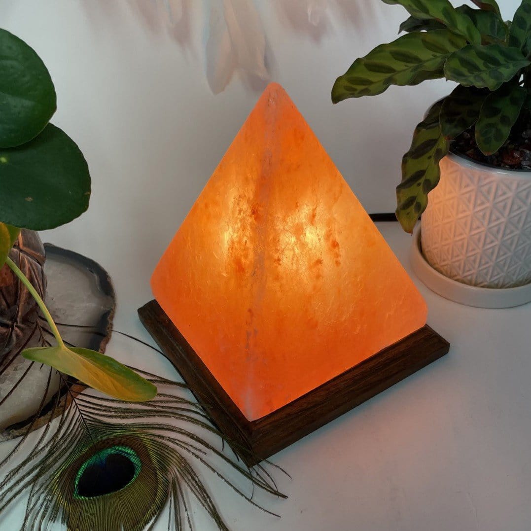 close up of salt lamp lit up
