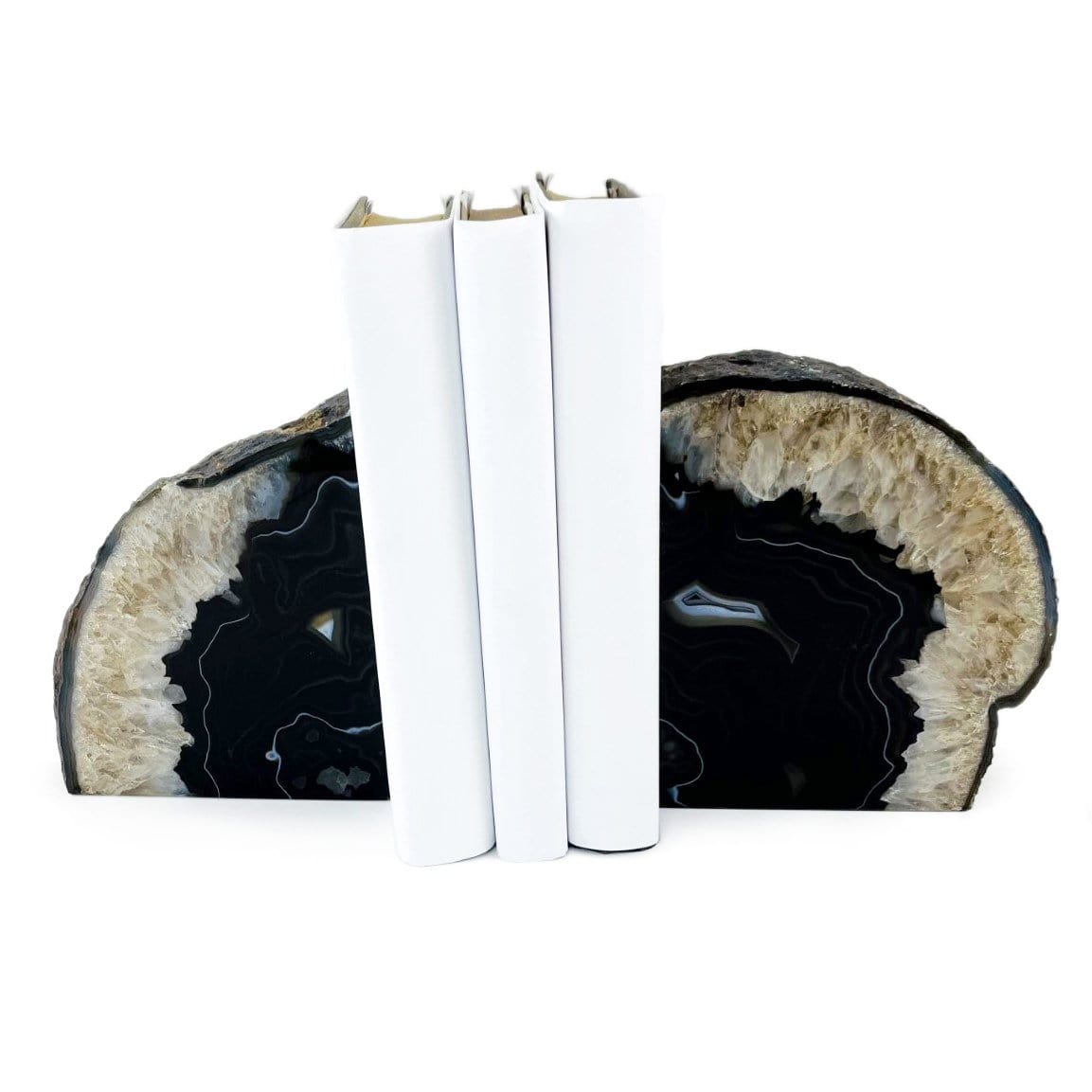 Black Agate Bookend Pair with books in between