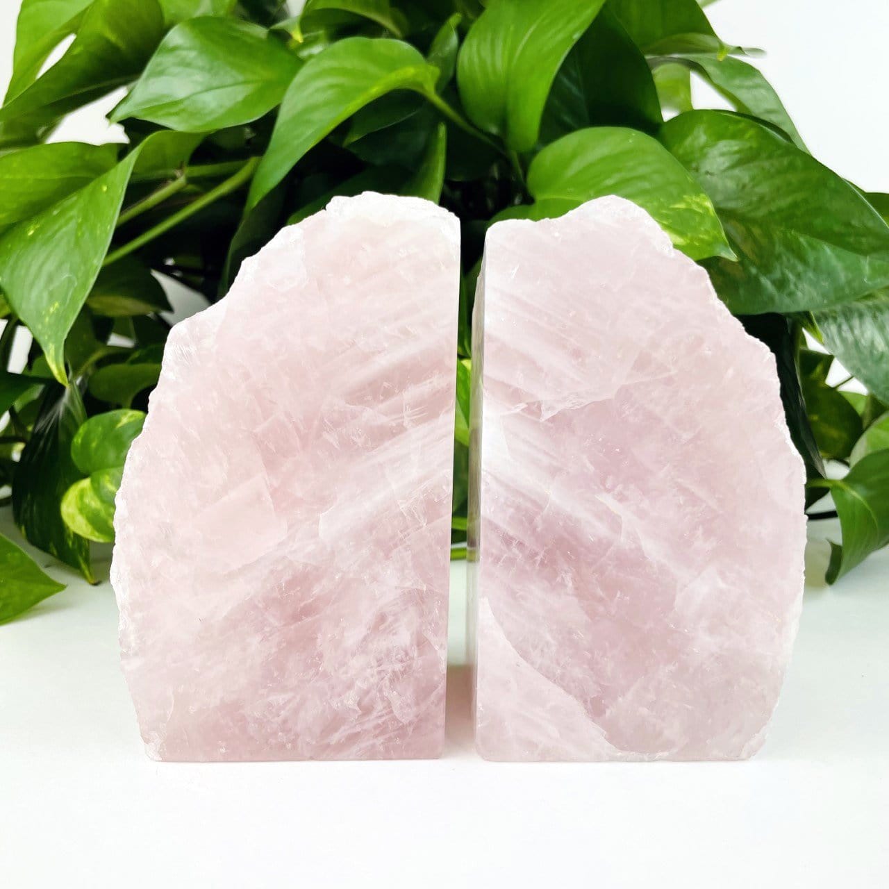 Rose Quartz Bookend Set - close up