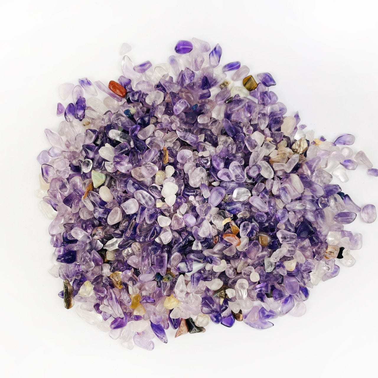  Amethyst Polished Small Chip Stones in a pile - 1 pound