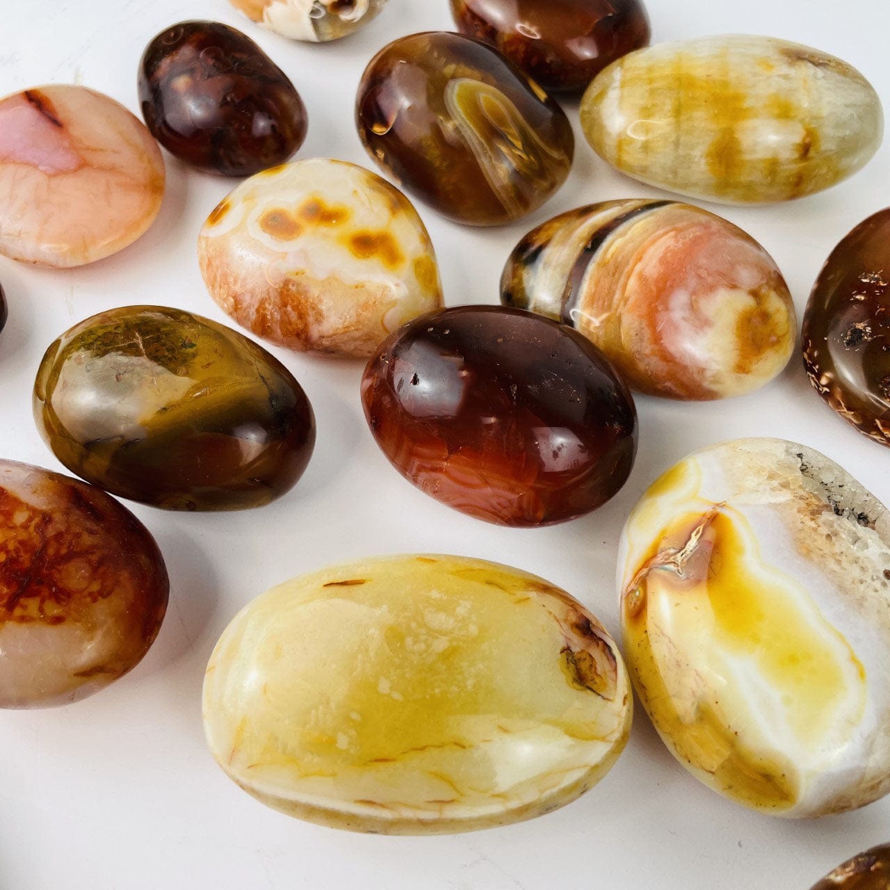 Carnelian Agate Tumbled Stone up close