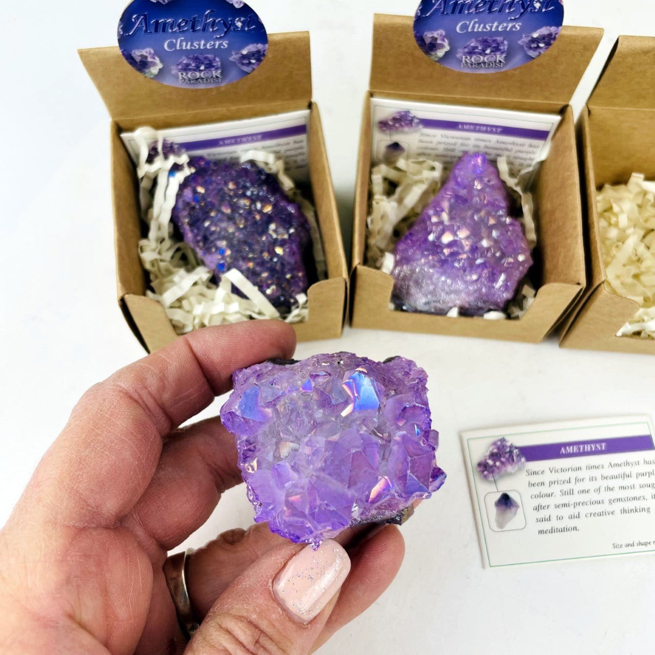 Amethyst Aura Crystal - Box of Geodes - Point of Purchase Display