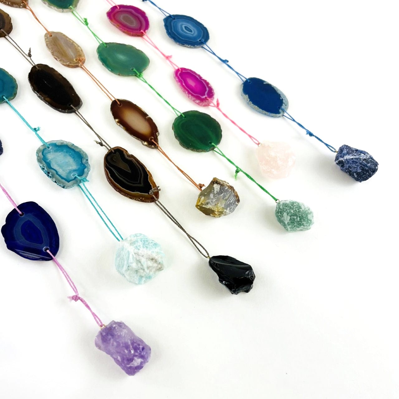 Agate Wall Hanging with Accent Stone on Cotton Cording (WCHM-S2)