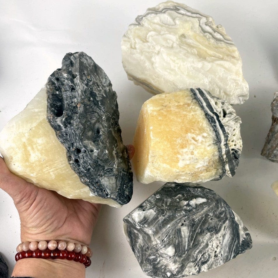 Mexican Onyx Rough Stone Chunk showing different color variations