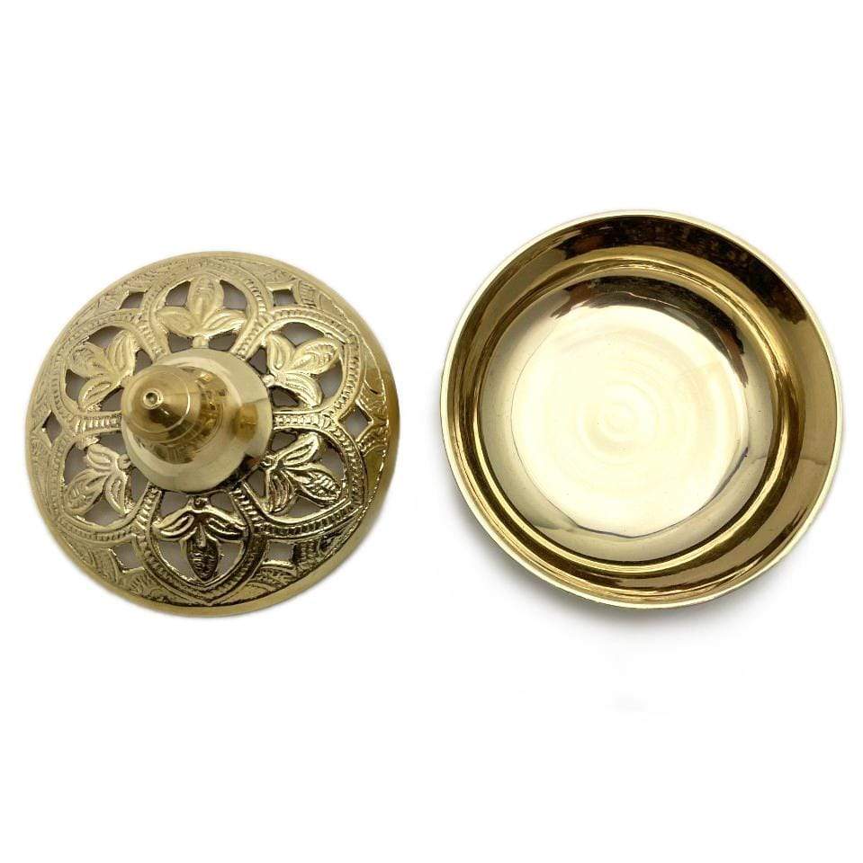 Brass Incense Cone Resin Burner with Lotus Design