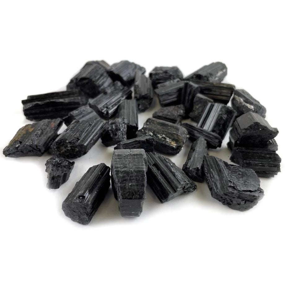 Black Tourmaline in the Small Pendant size on a table from another angle