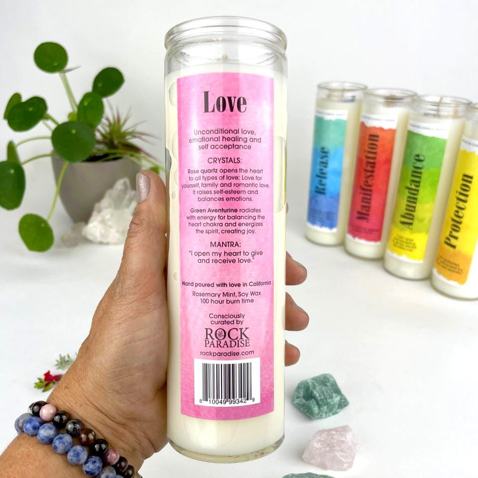 each candle comes with a manifestation prayer 