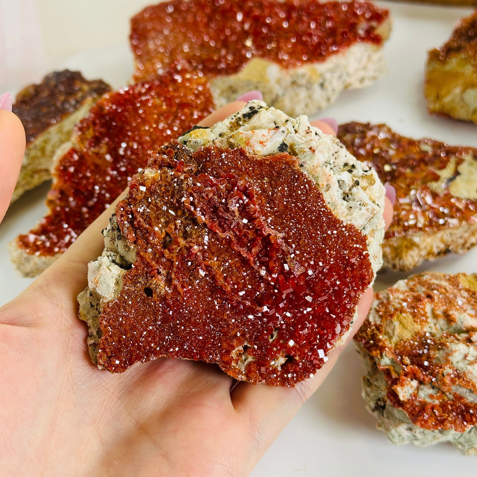 vanadinite with decorations in the background