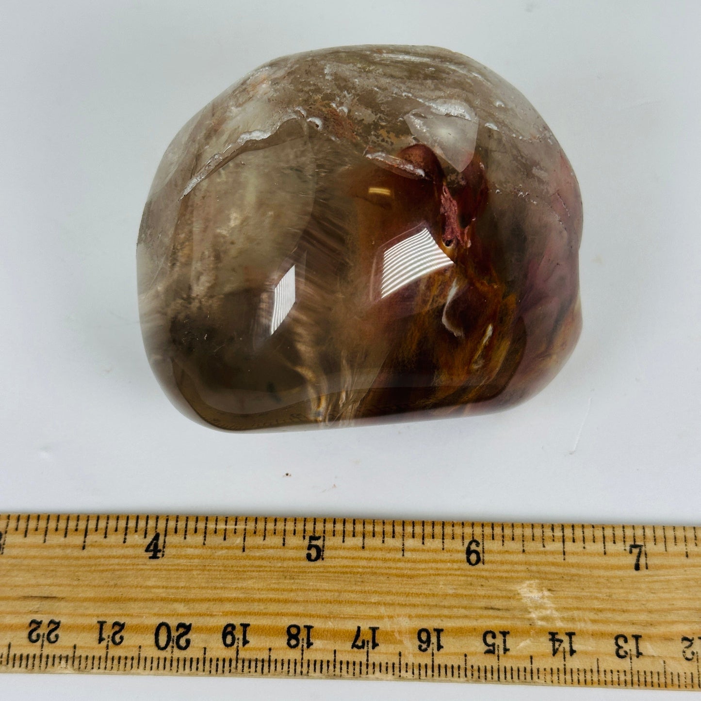 Amphibole Quartz Polished Crystal Lens - One-of-a-Kind with ruler for size reference