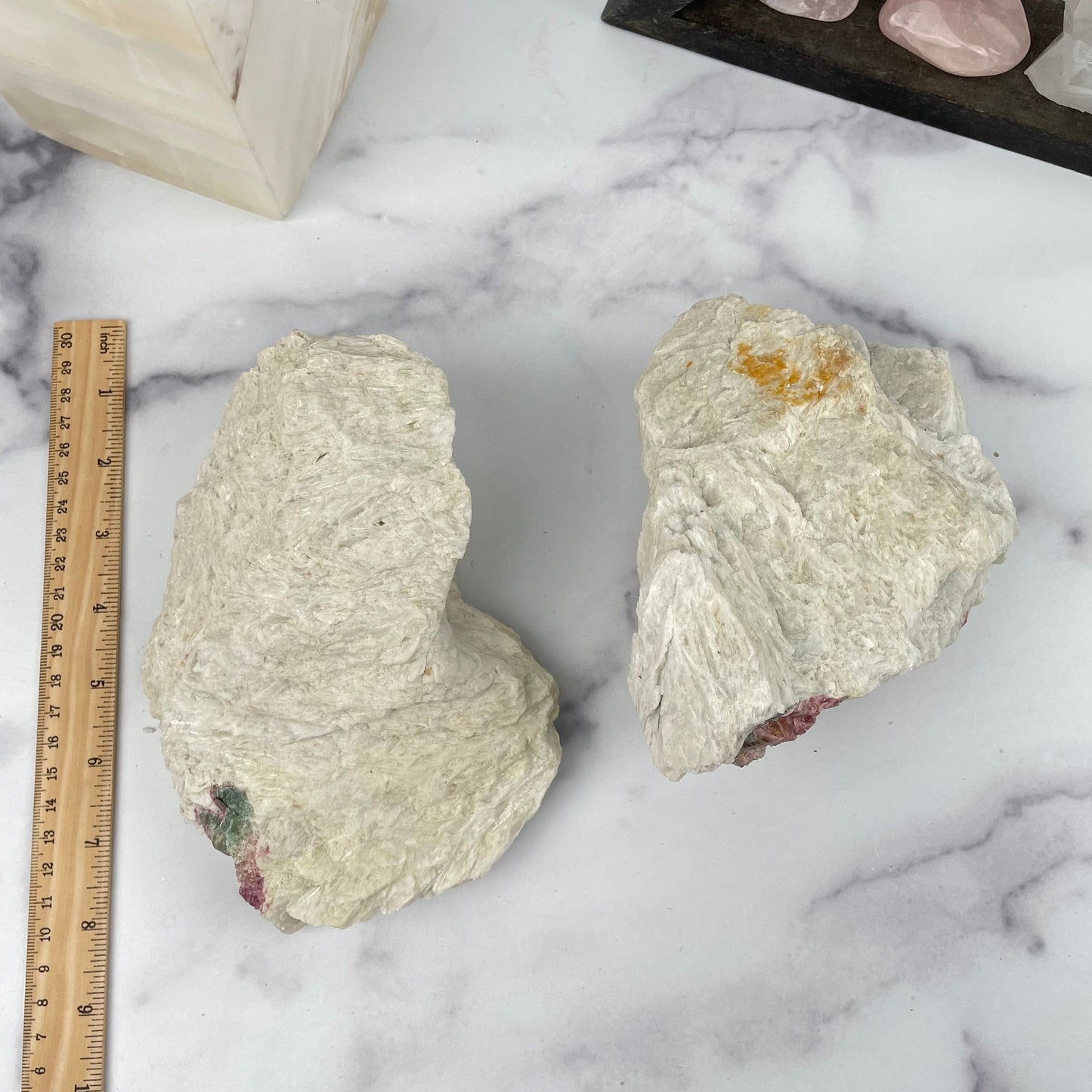 clusters displayed next to a ruler for size reference 