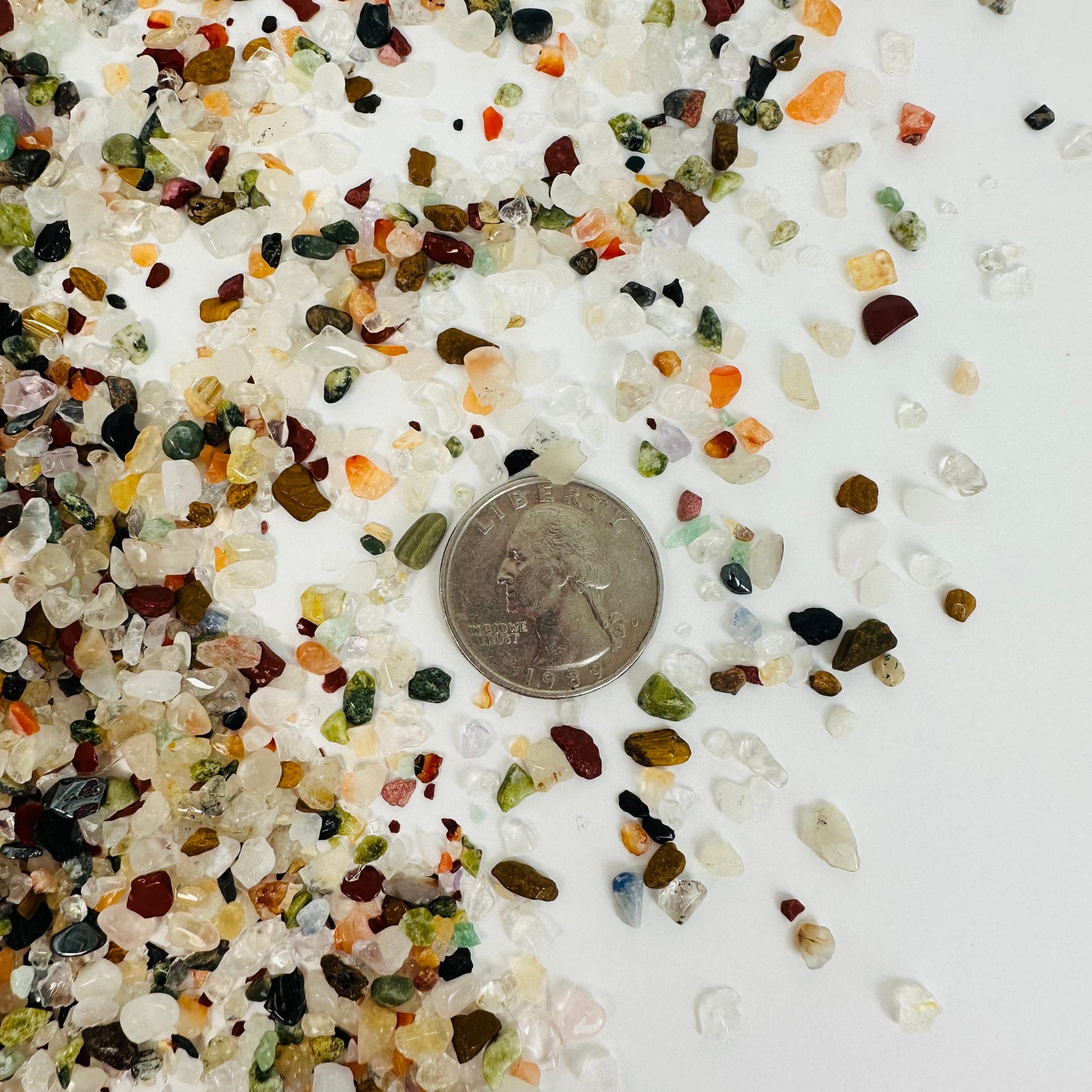  Tiny Stone Mix - 1Lb Bag - with quarter for size reference 