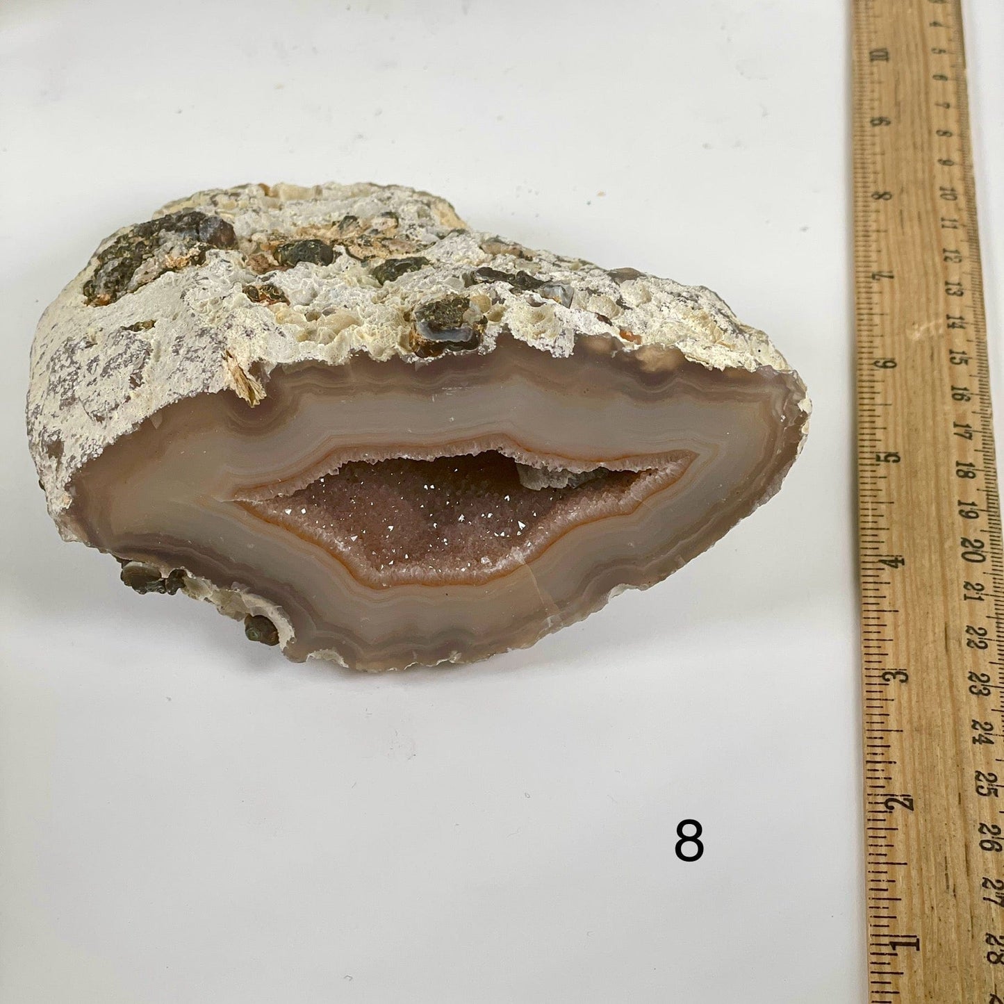 Agate Geode Half - Natural Crystal Geode - You Choose #4 variant 8 with ruler for size reference