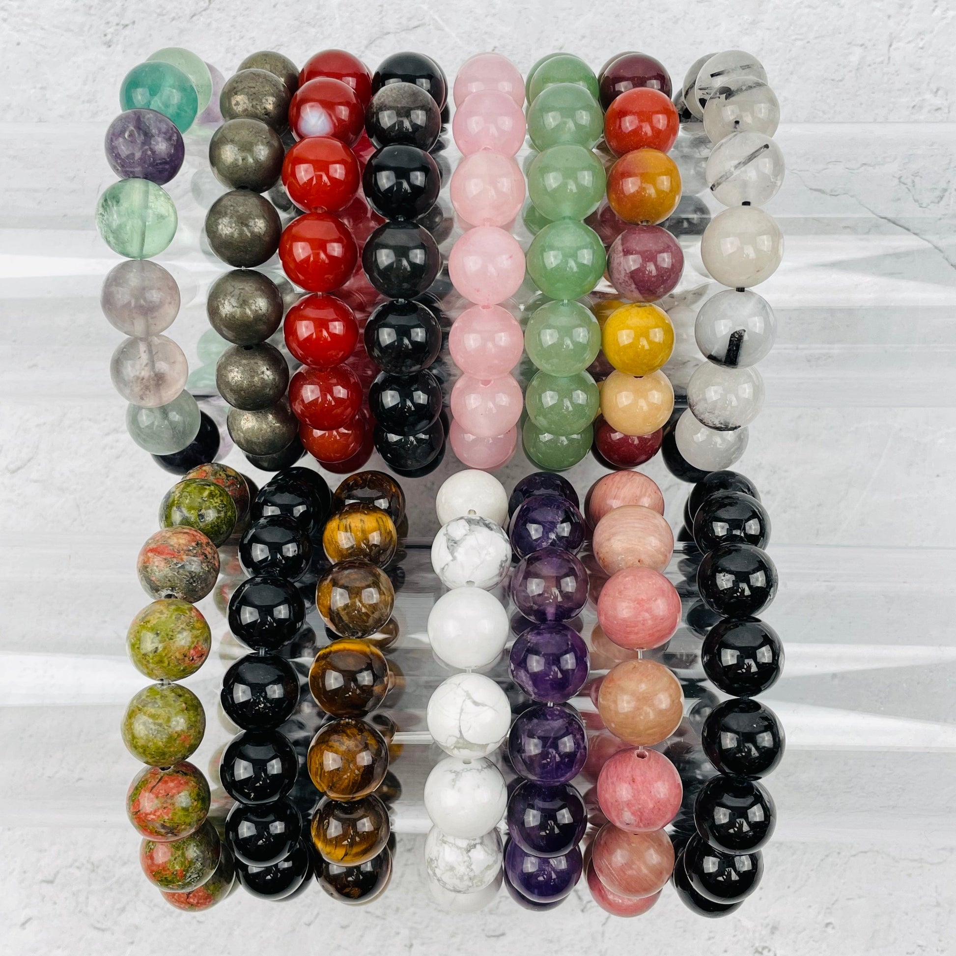  Polished Round Bead Bracelets - 12mm -