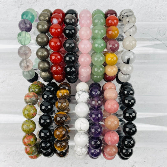 Polished Round Bead Bracelets - 12mm -