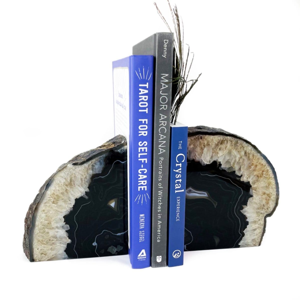 Black Agate Bookend Pair with books in between