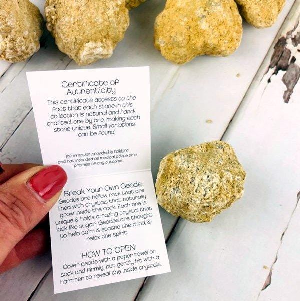 1 Break Your Own Geodes - White Color Geode with description card opened up