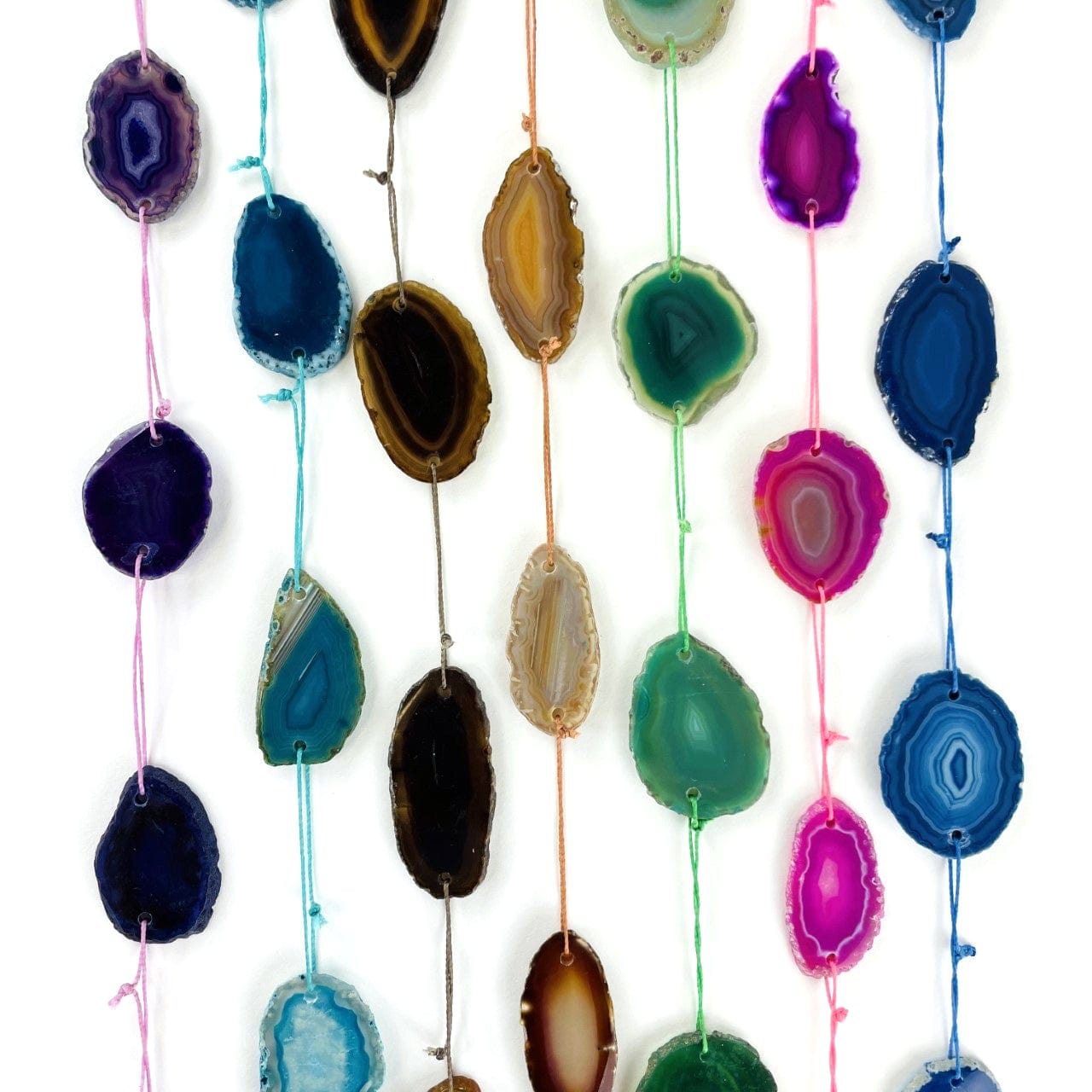 Agate Wall Hanging with Accent Stone on Cotton Cording (WCHM-S2)
