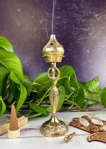Brass Incense Holder Bruner Statue of a Woman with lid