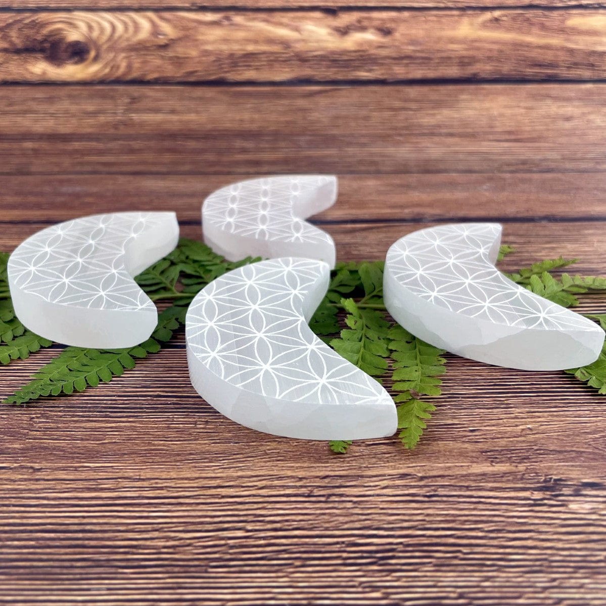 side view of flower of life moon grid.  Side of item does not have grid printed