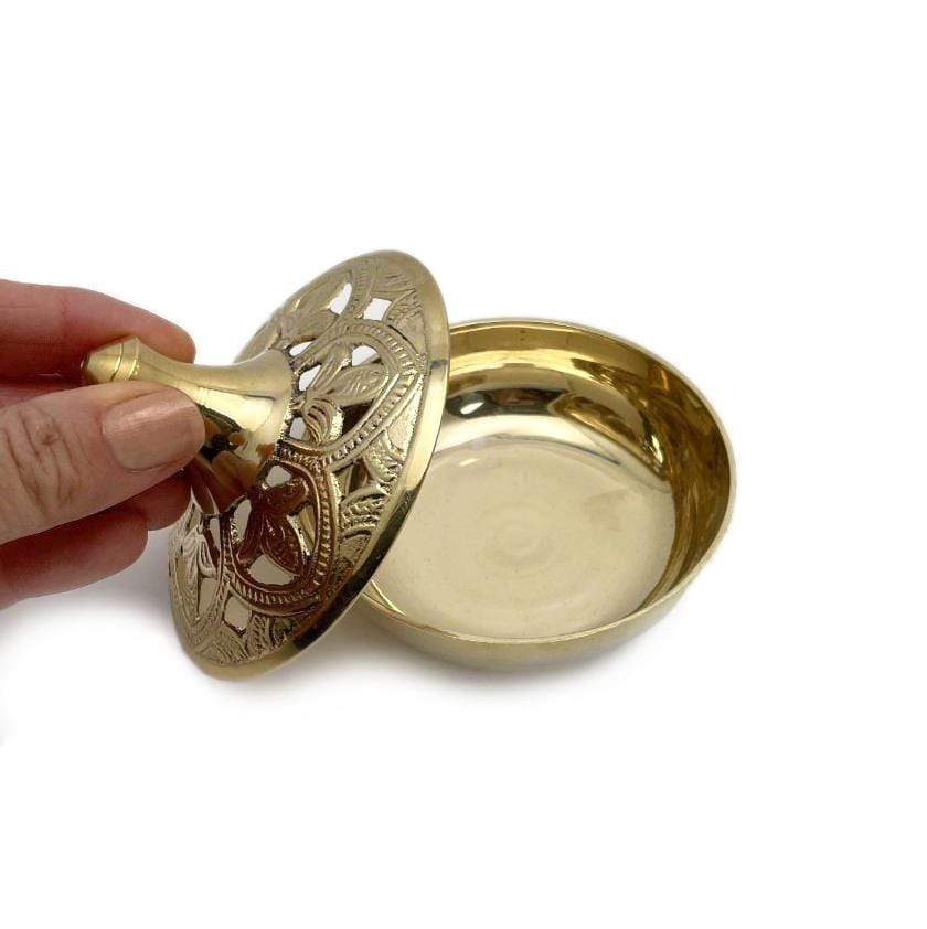 Brass Incense Cone Resin Burner with Lotus Design