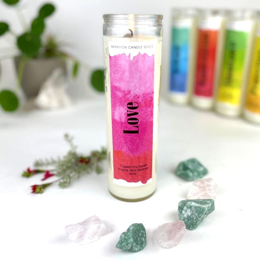 close up of the love intention candle