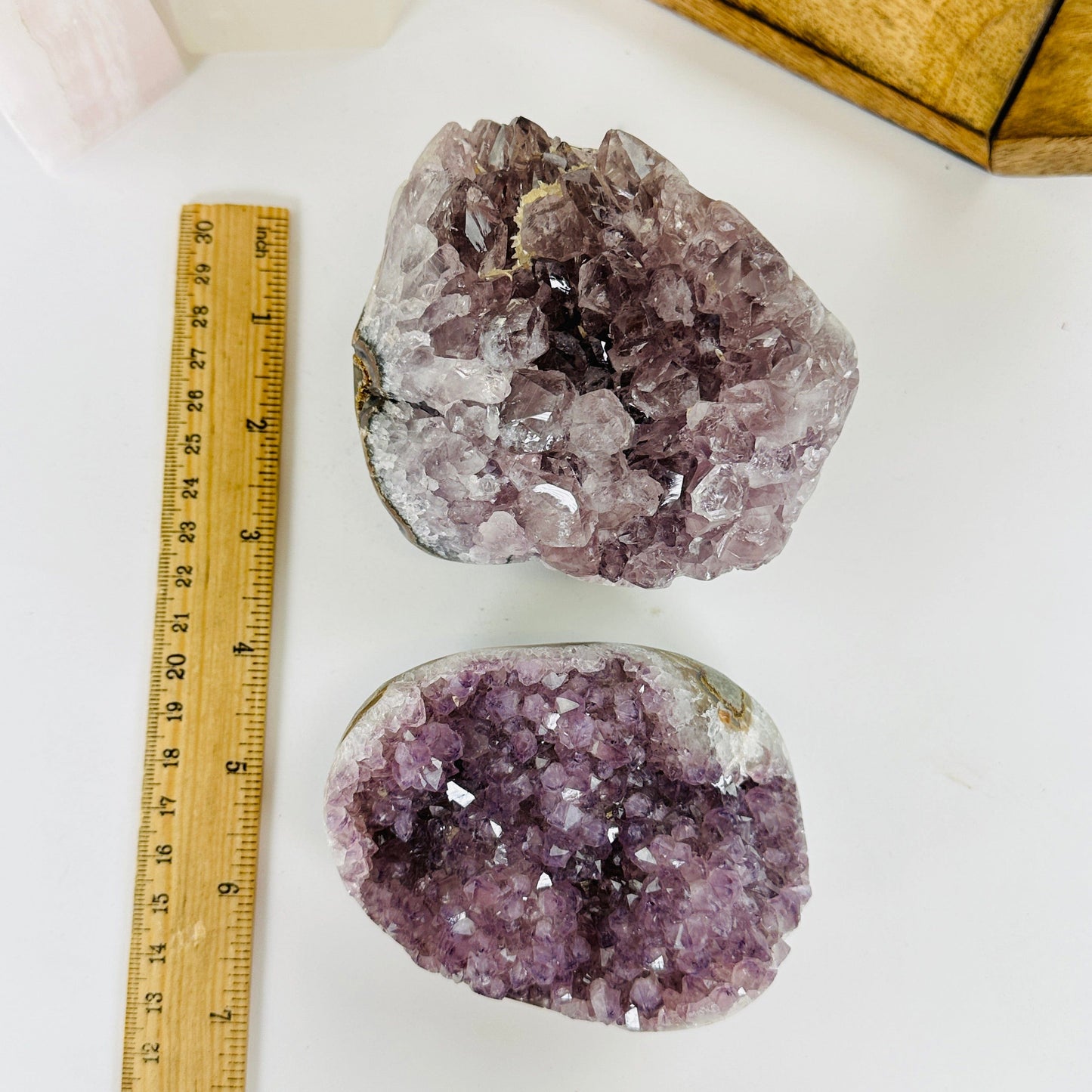amethyst with decorations in the background