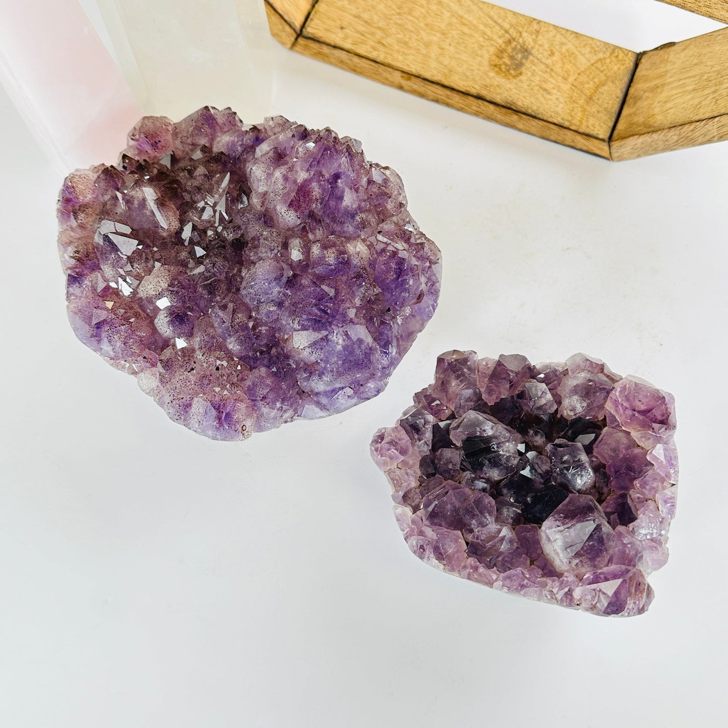 amethyst with decorations in the background