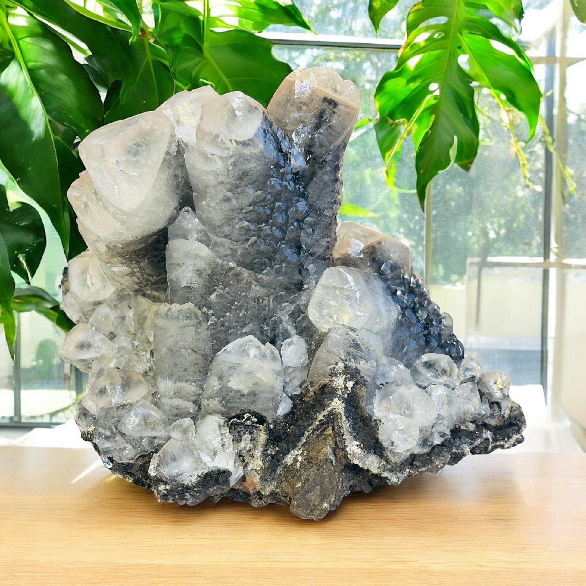  Calcite (Twinned) with Palygorskite and Romanèchite from Mexico - Rare Find front view