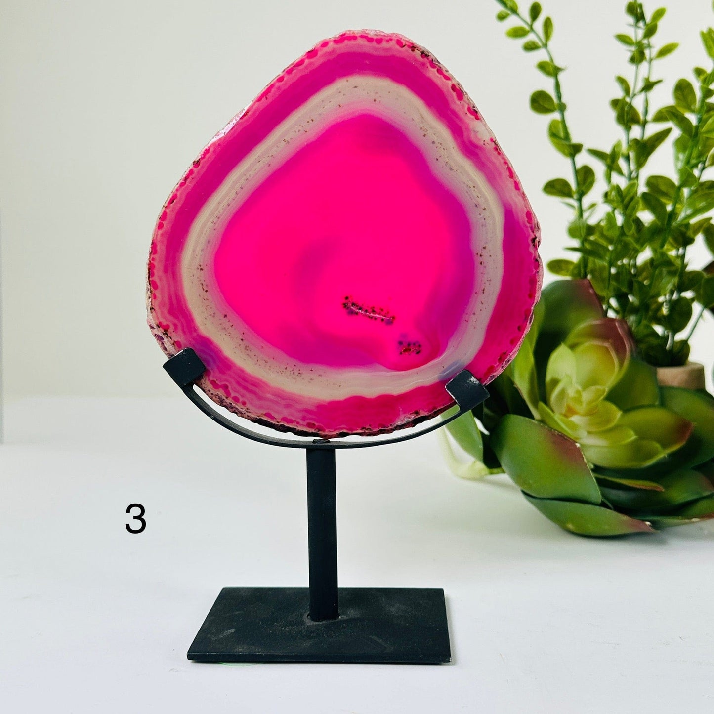 Pink Agate Crystal Slice on Stand - You Choose variant 3 labeled