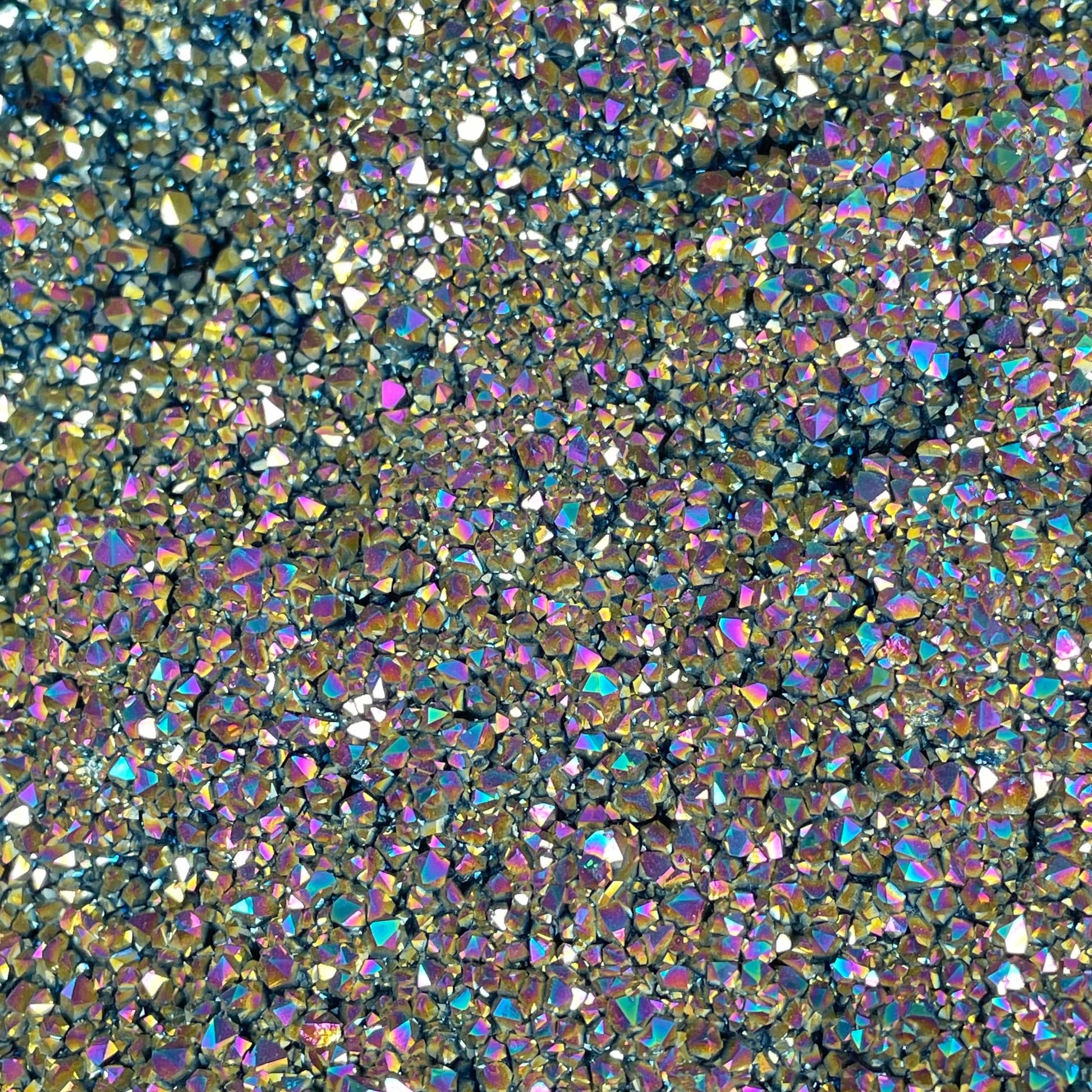 Titanium Coated Large Crystal Cluster Heart - One-of-a-Kind closeup for detail