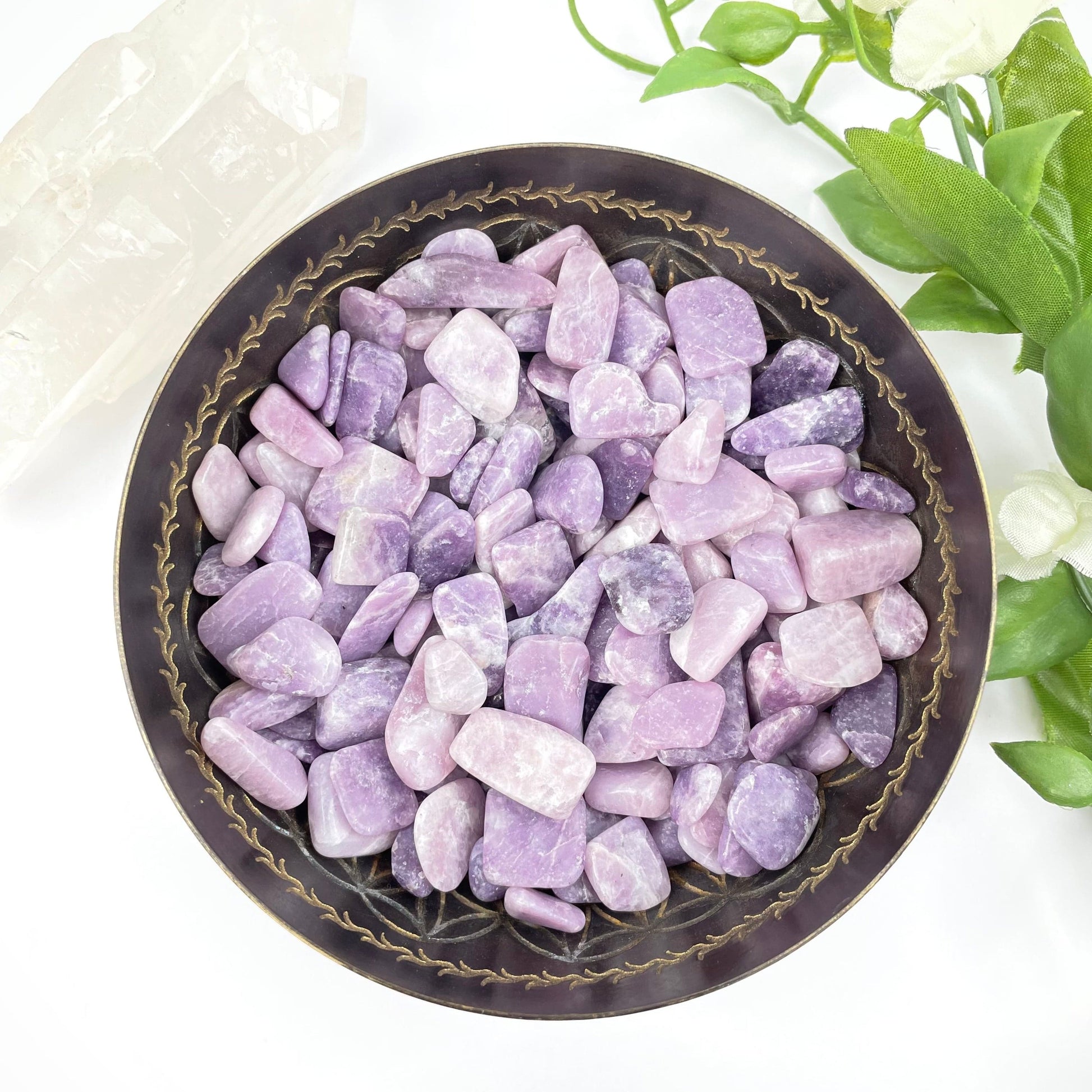 tumbled stones displayed as home decor 