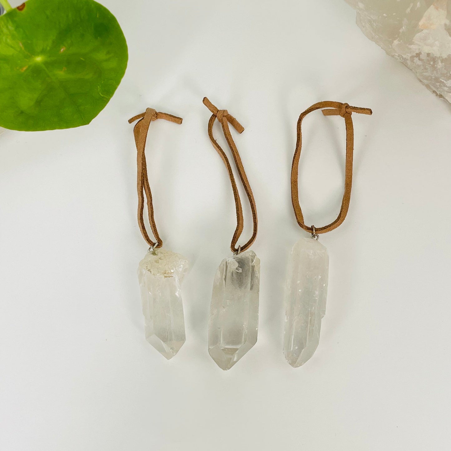 crystal points displayed next to each other to show the differences in the sizes 