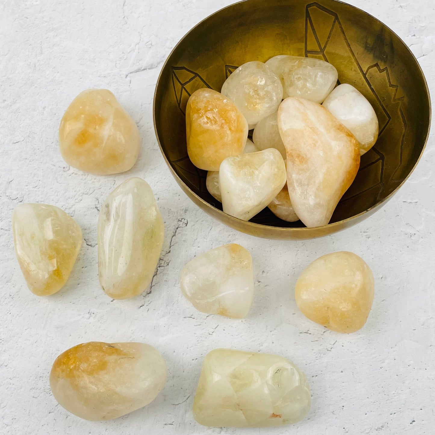 tumbled stones displayed as home decor 