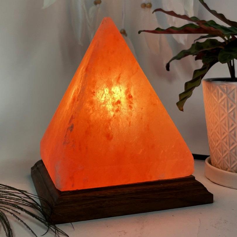 close up of salt lamp lit up
