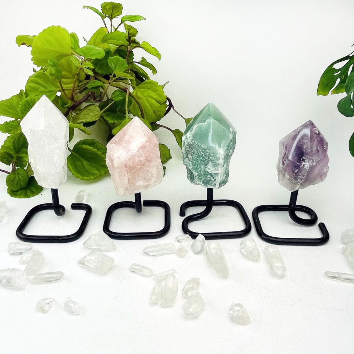 Semi Polished Points on Metal Stands - shown here are all the stones available