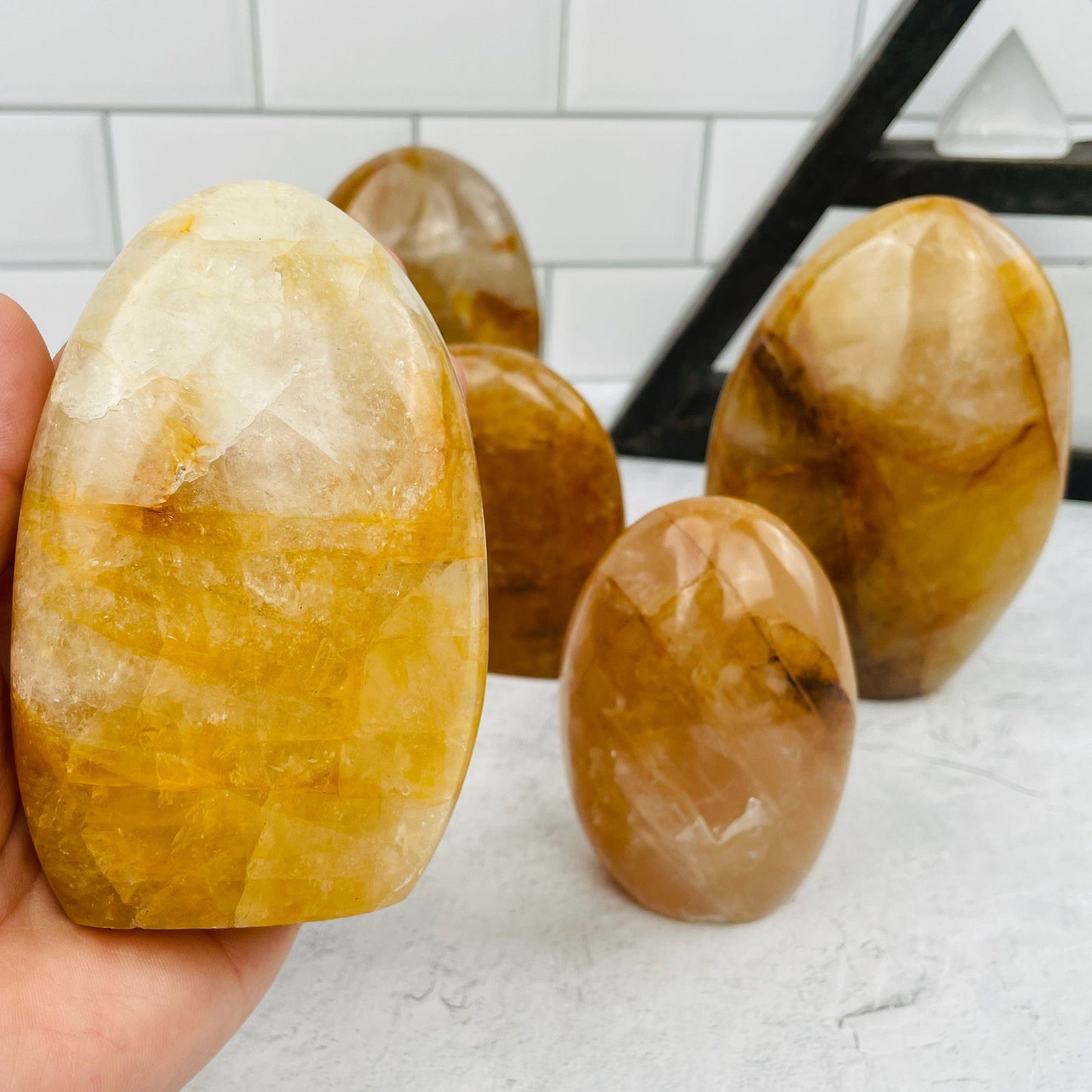 Golden Healer Cut Base in hand for size reference 