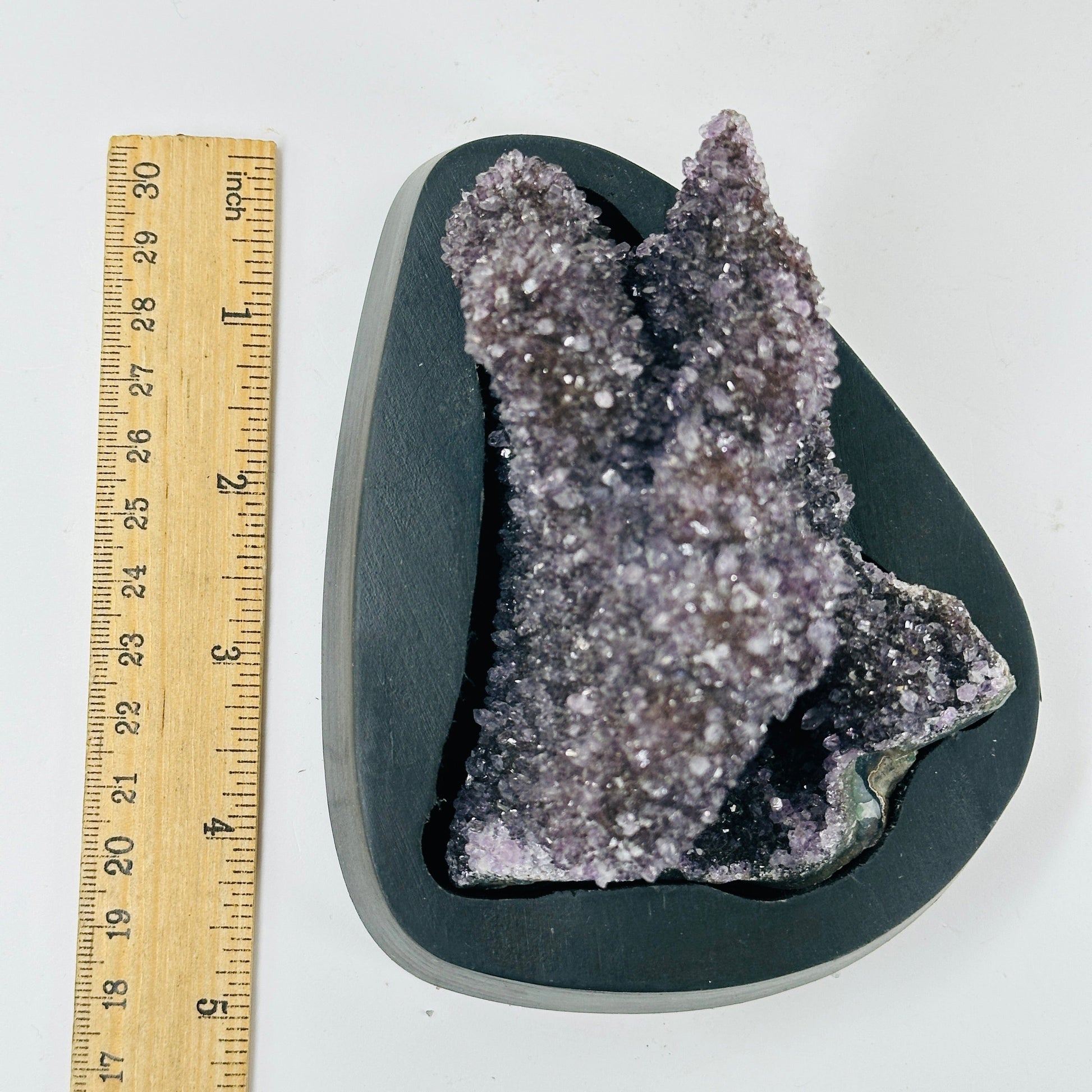 amethyst with decorations in the background