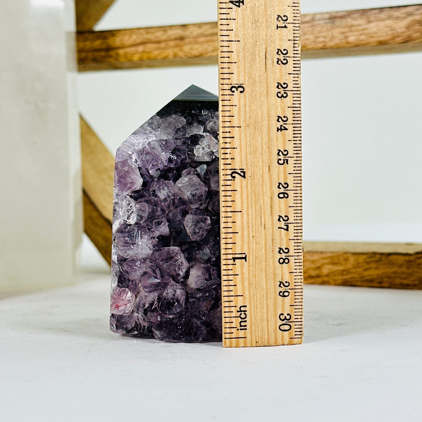 amethyst with decorations in the background