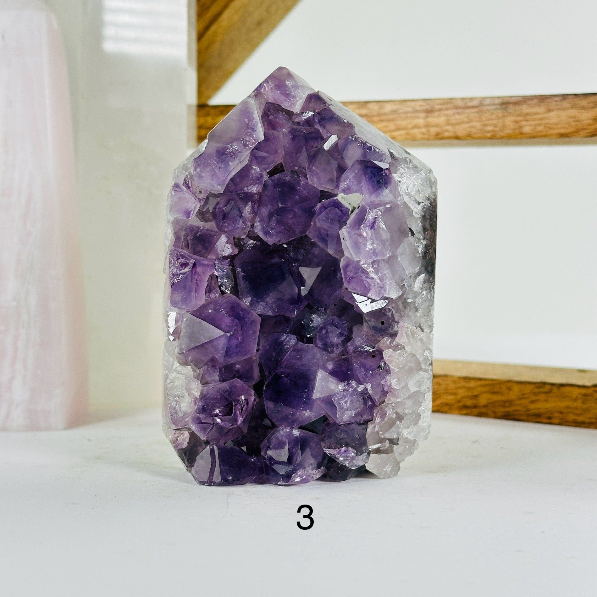 amethyst with decorations in the background