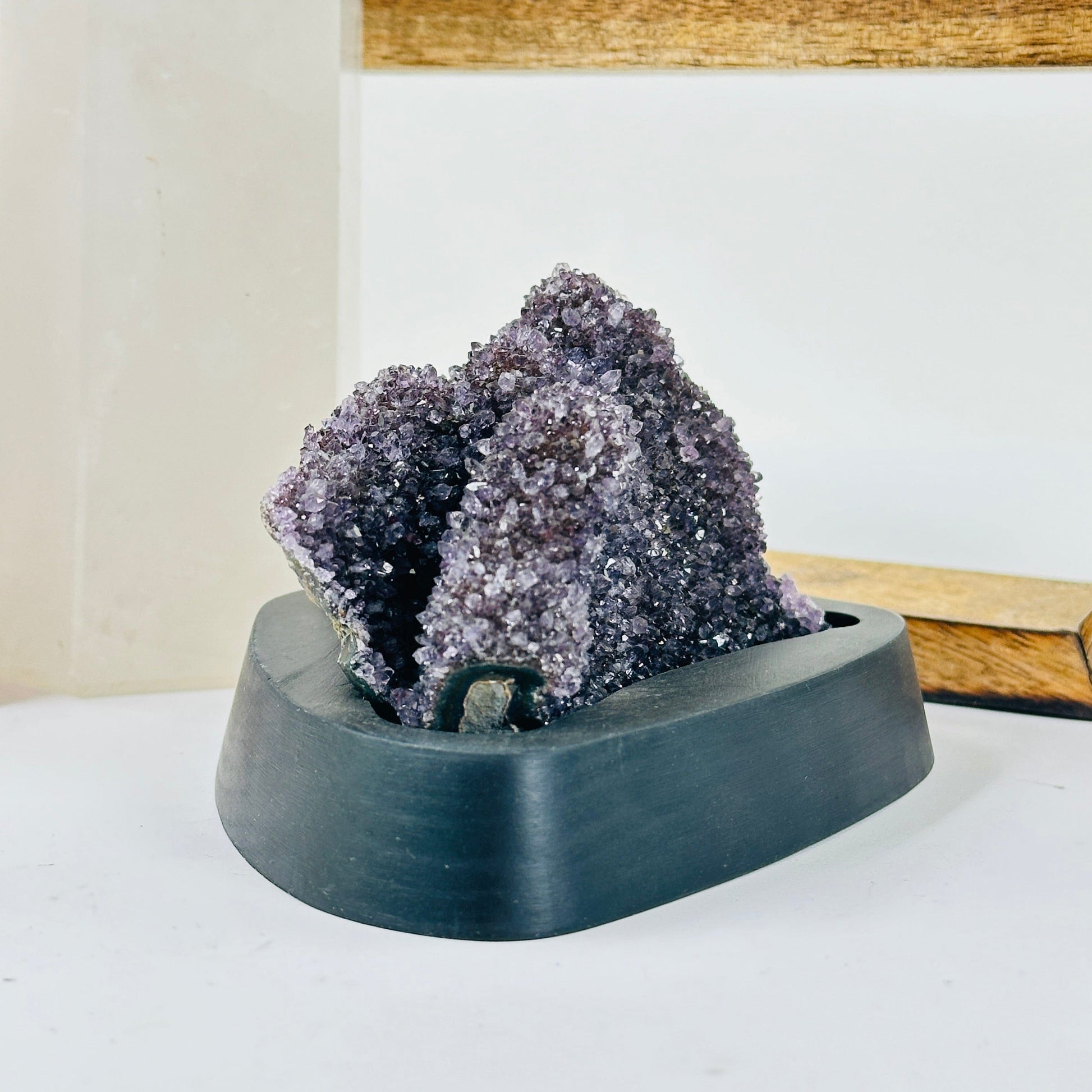 amethyst with decorations in the background
