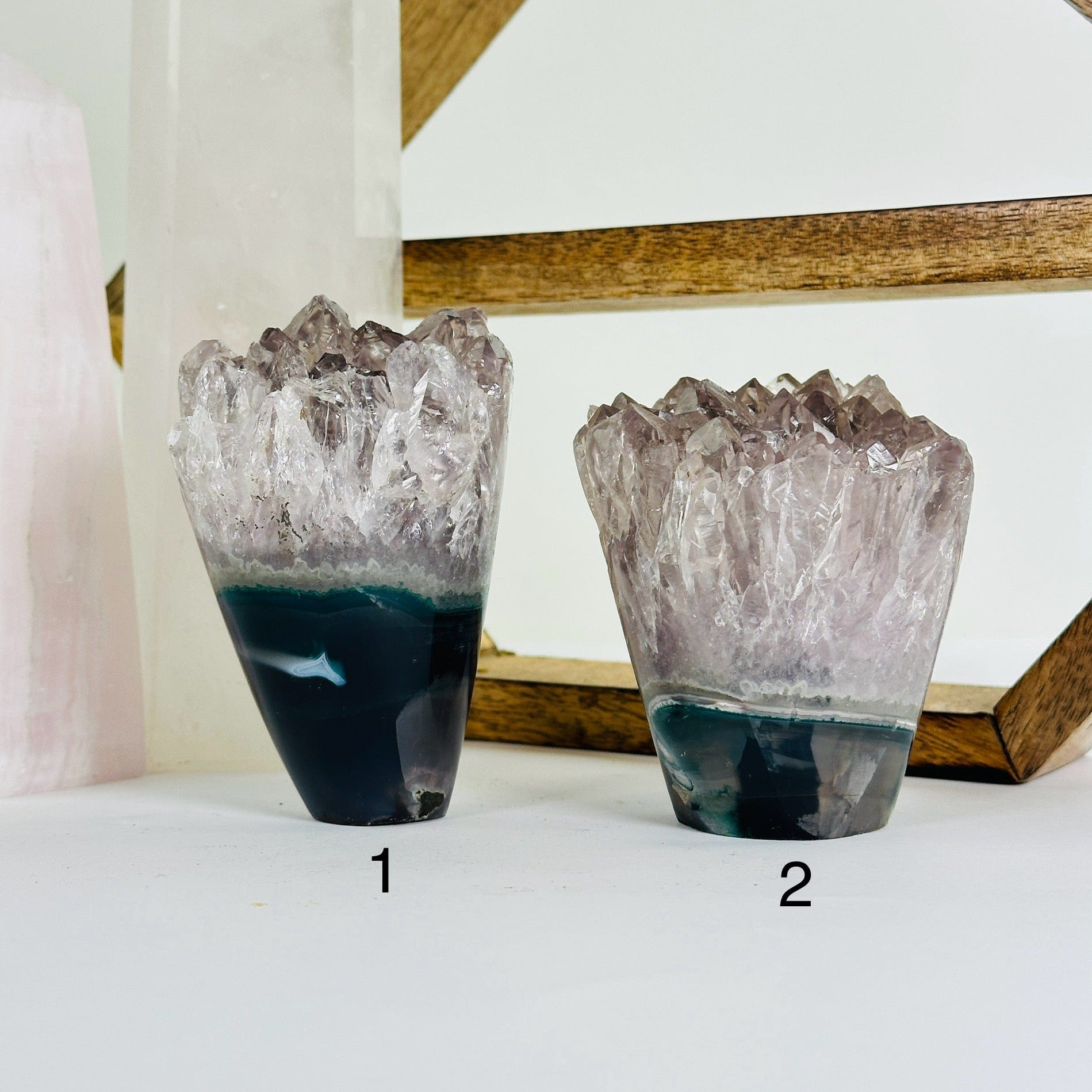 amethyst with decorations in the background