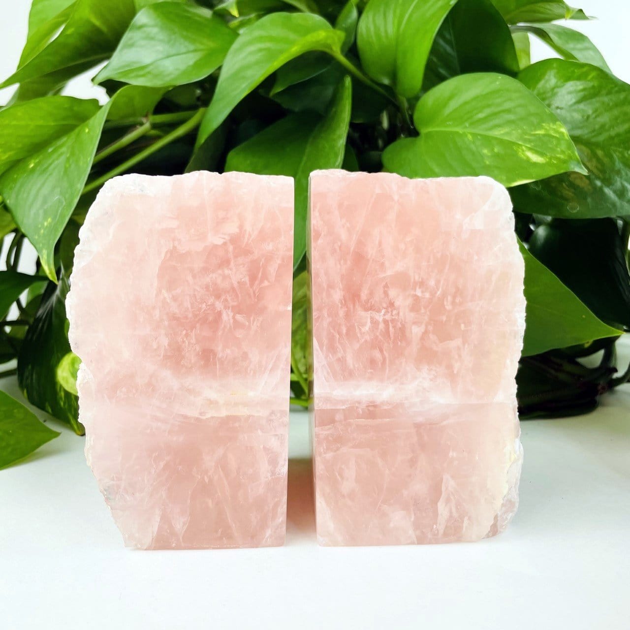Rose Quartz Bookend Set - back view