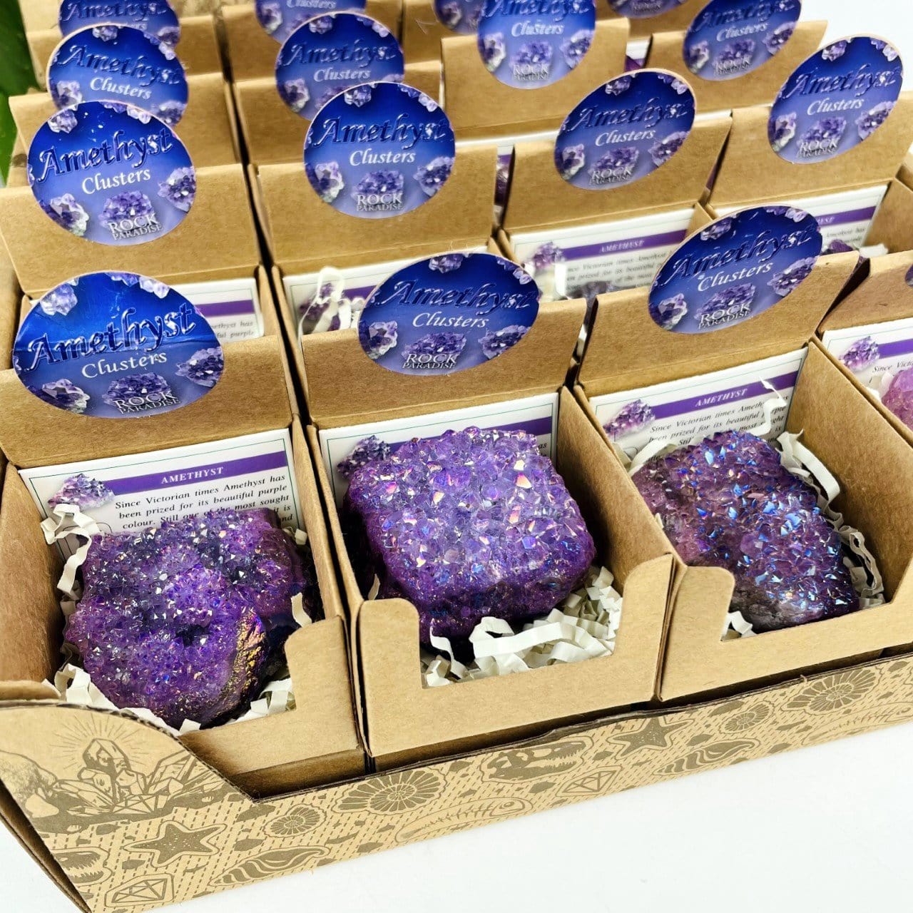 Amethyst Aura Crystal - Box of Geodes - Point of Purchase Display